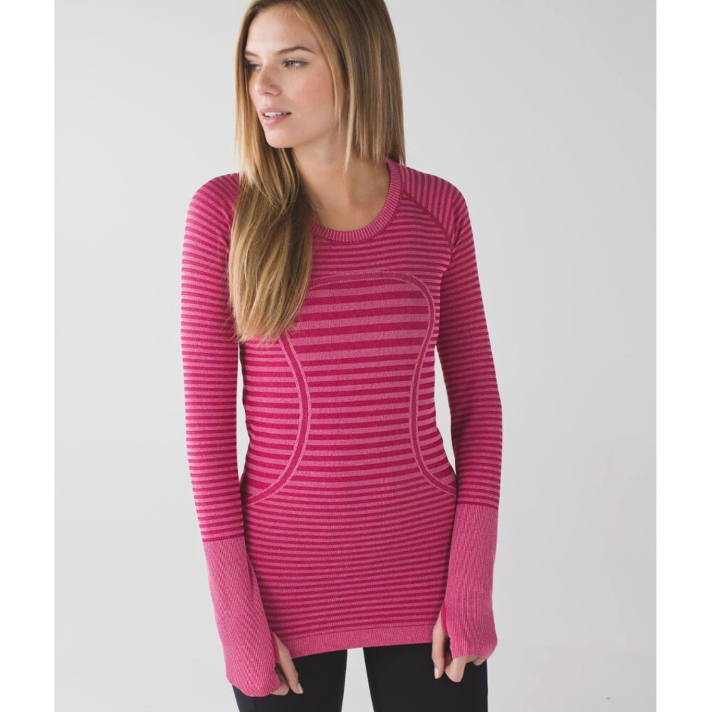 Lululemon Vintage Swiftly Tech Long Sleeve Crew Heathered Berry Rumble Size 8